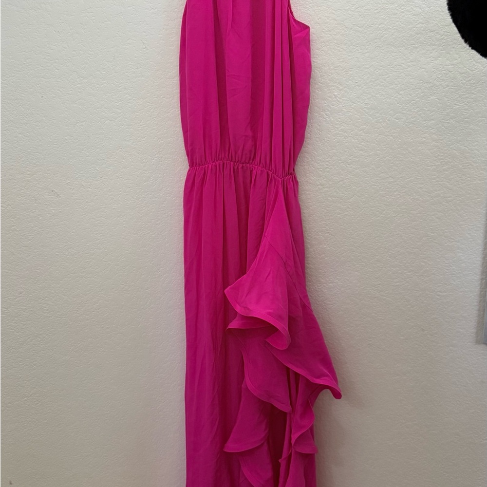 Alexis Hot Pink Long Ruffle Dress